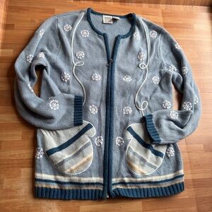 Christmas sweater full zip field gear size small vintage